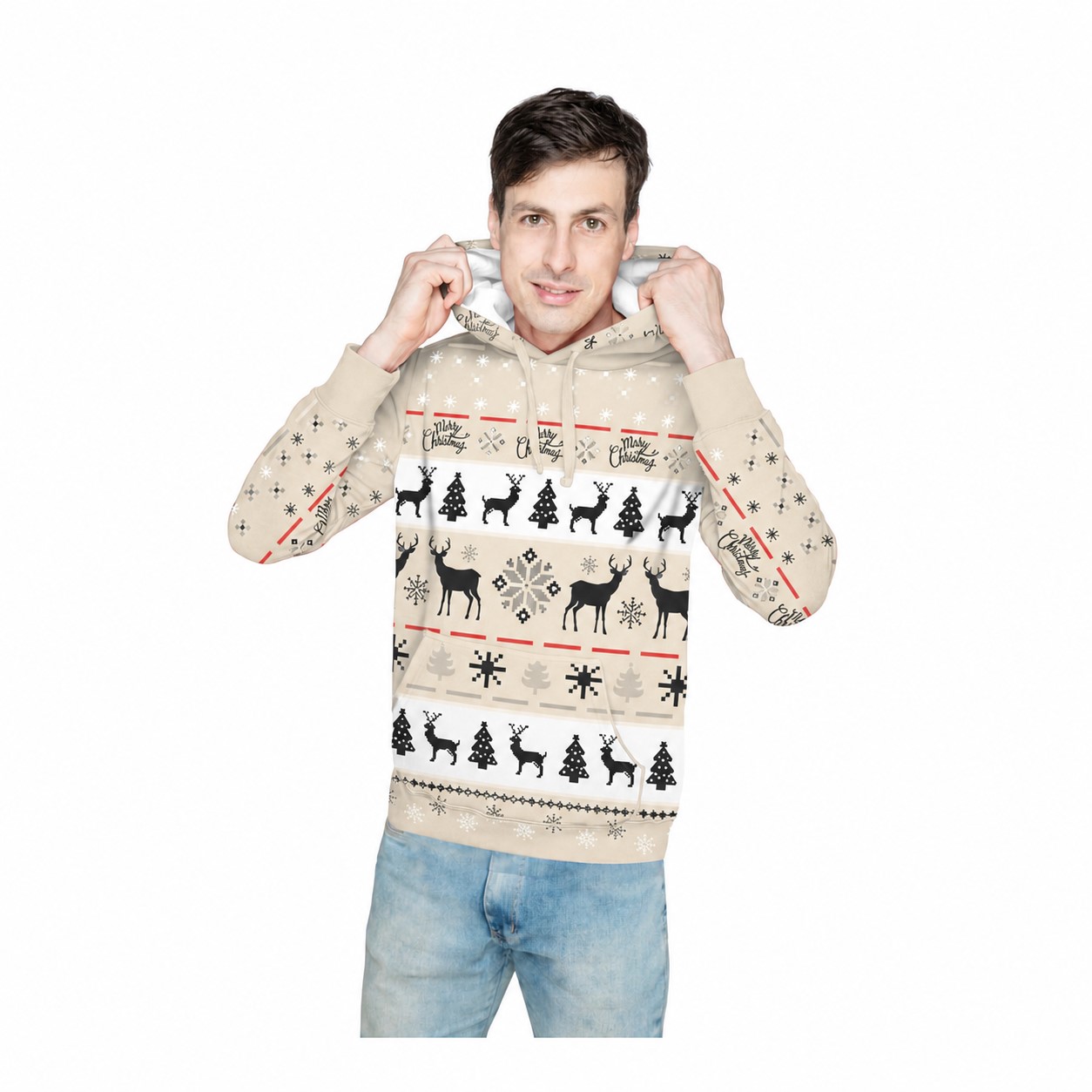 Polyester Hoodie With Kangaroo Pocket — Natural Beige