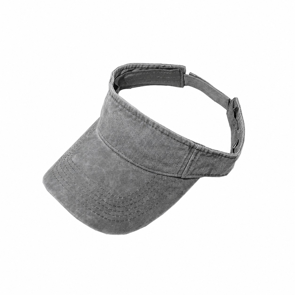 Polyester Adjustable Open Crown Visor — Gray