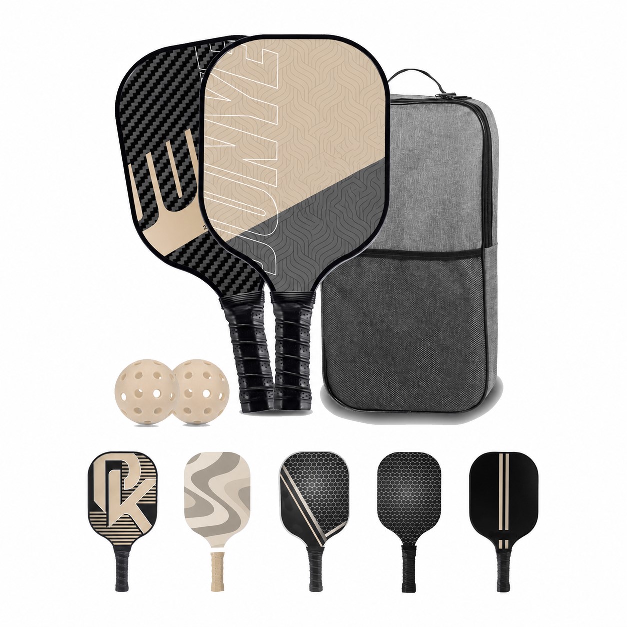 Carbon Fiber Pickleball Paddle Kit — Beige