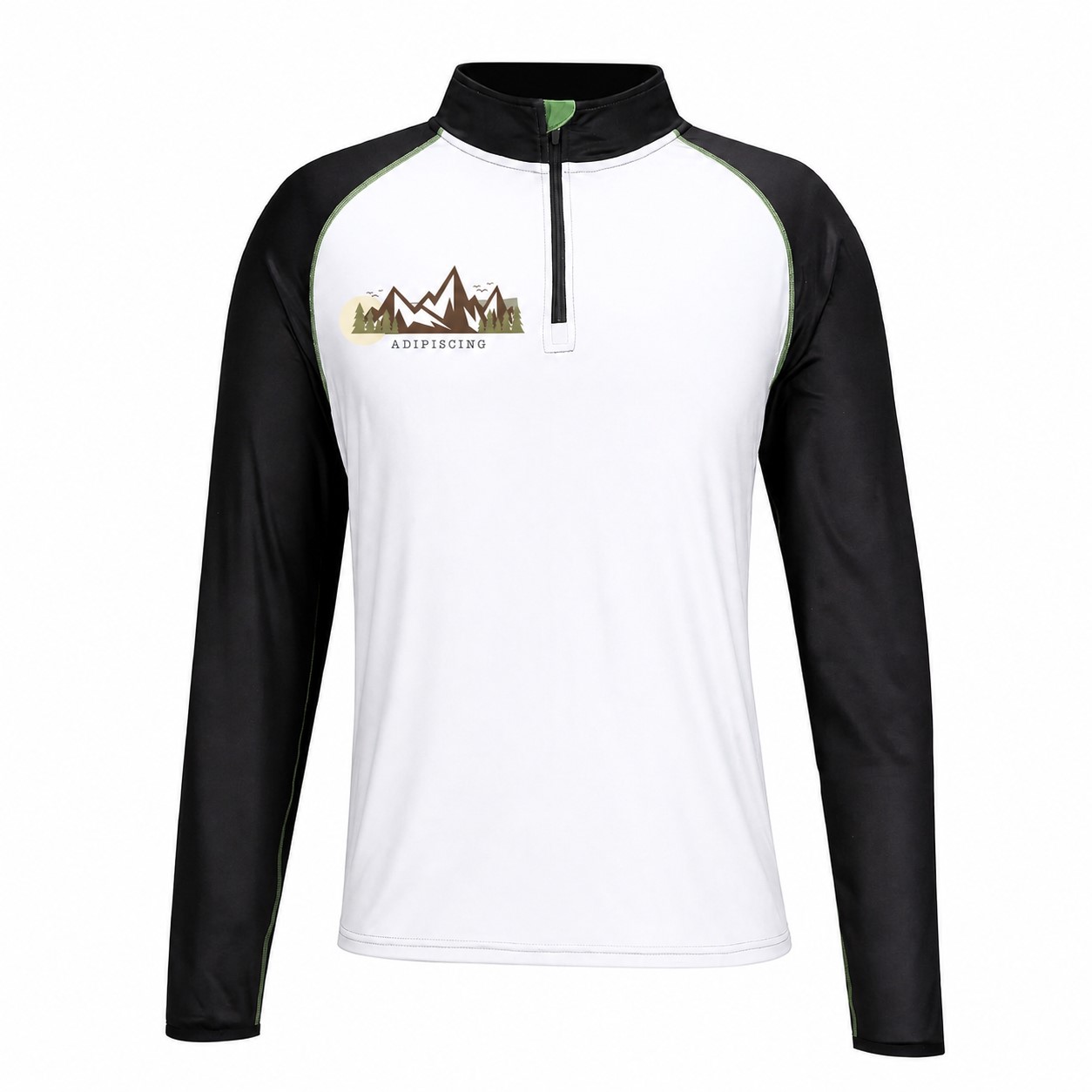 Quarter-Zip Neckline Raglan Sleeves Sweatshirt — Clear White