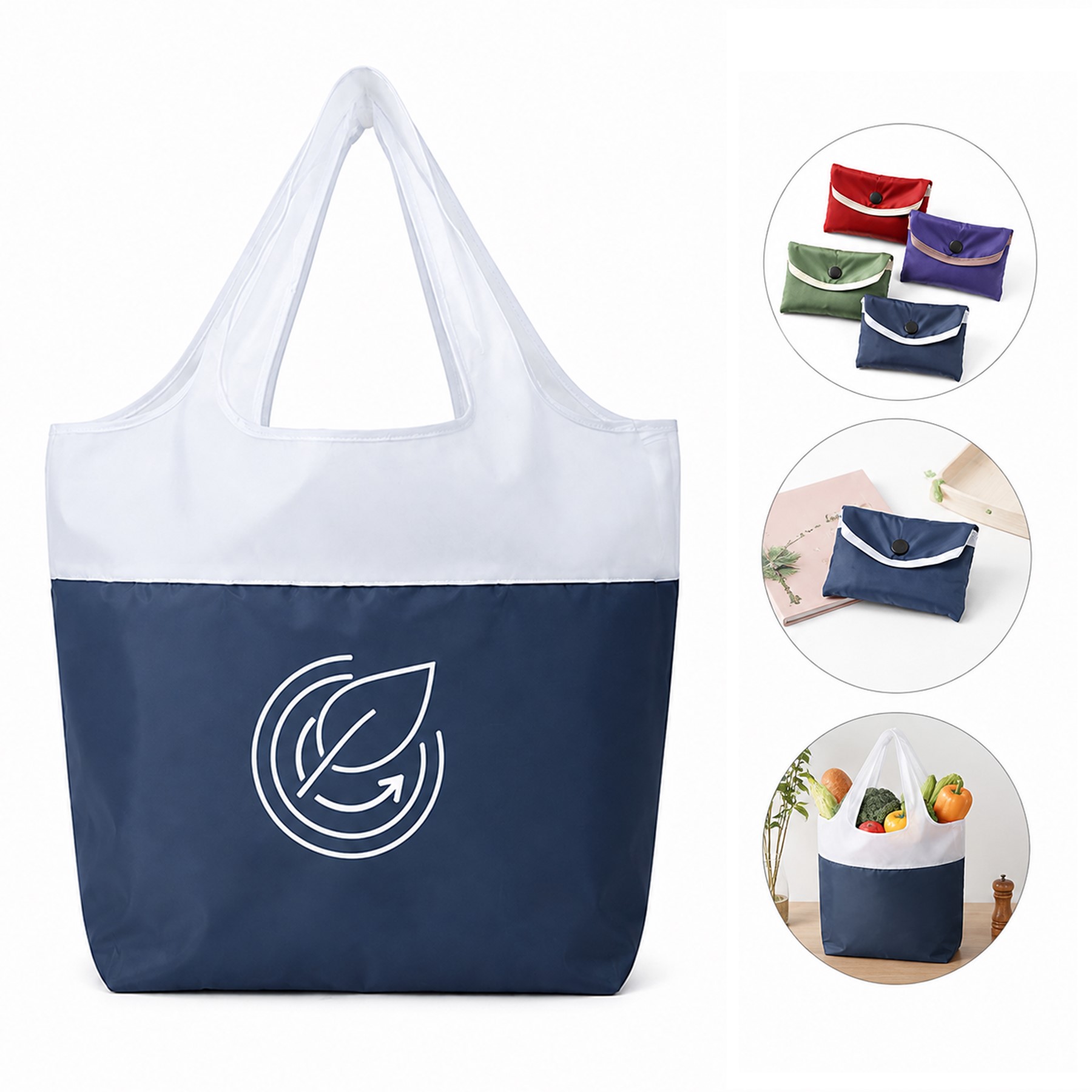 Packable Recycled Polyester Shopping Tote With Pouch