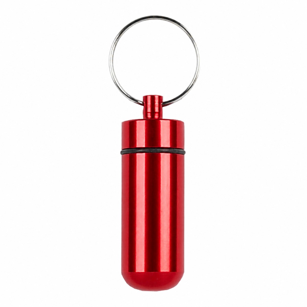 Aluminum Pill Case Keychain — Red