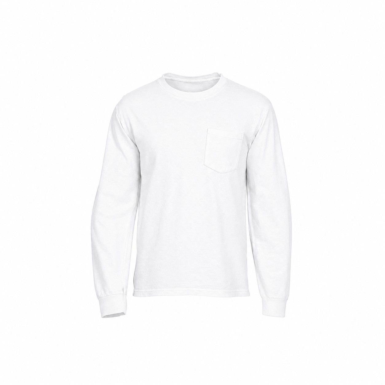 Ringspun Cotton Pocket Long Sleeve Shirt — White
