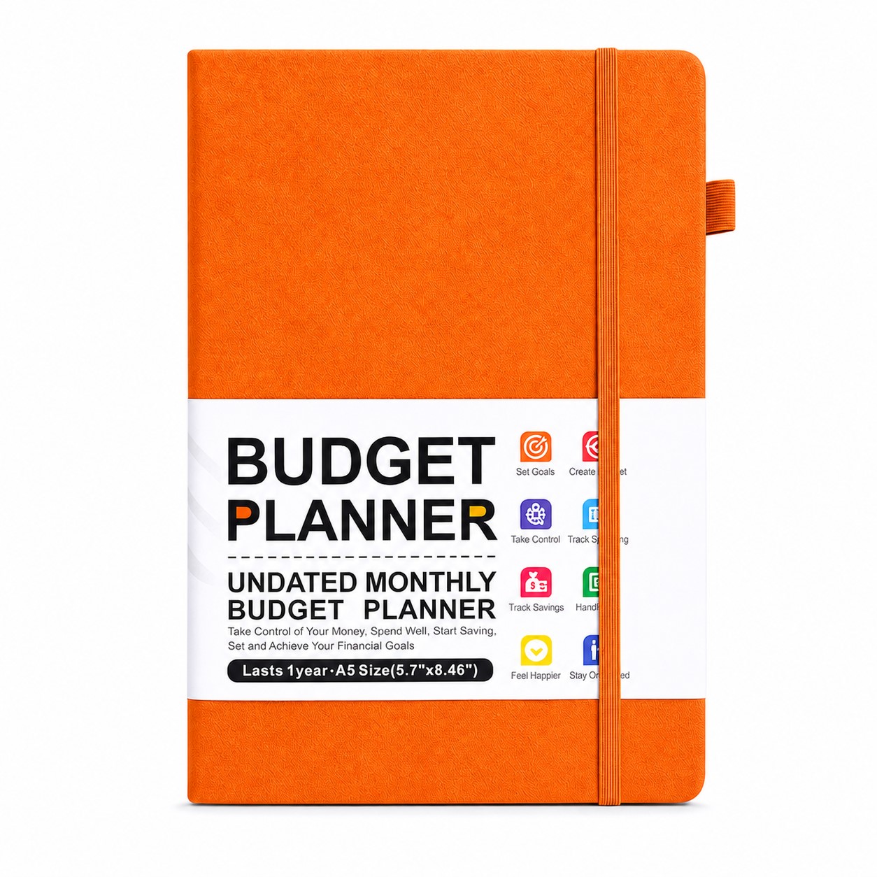 A5 Leather Budget Planner Journal — Orange