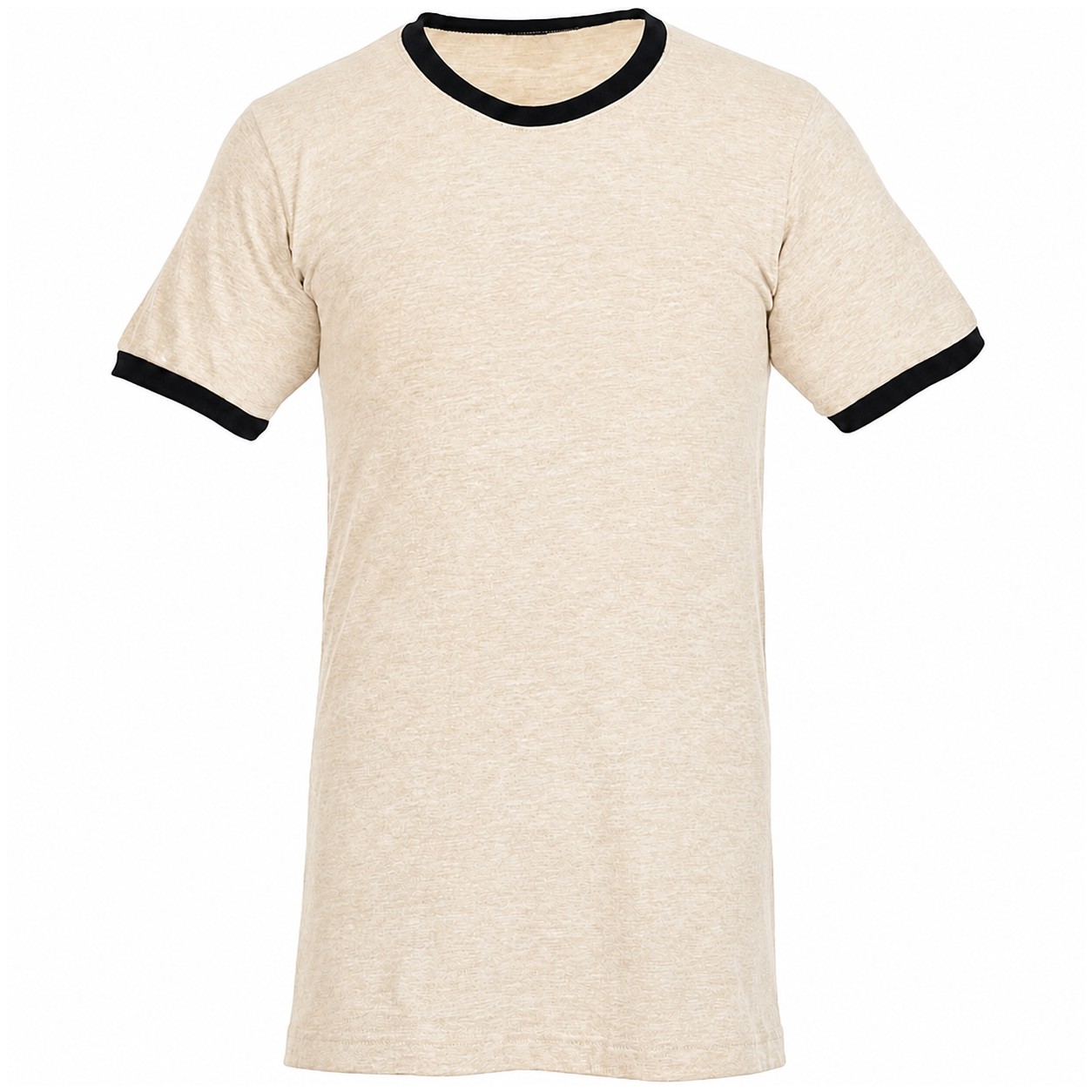 Fine Jersey Ringer Cotton Tee — Beige