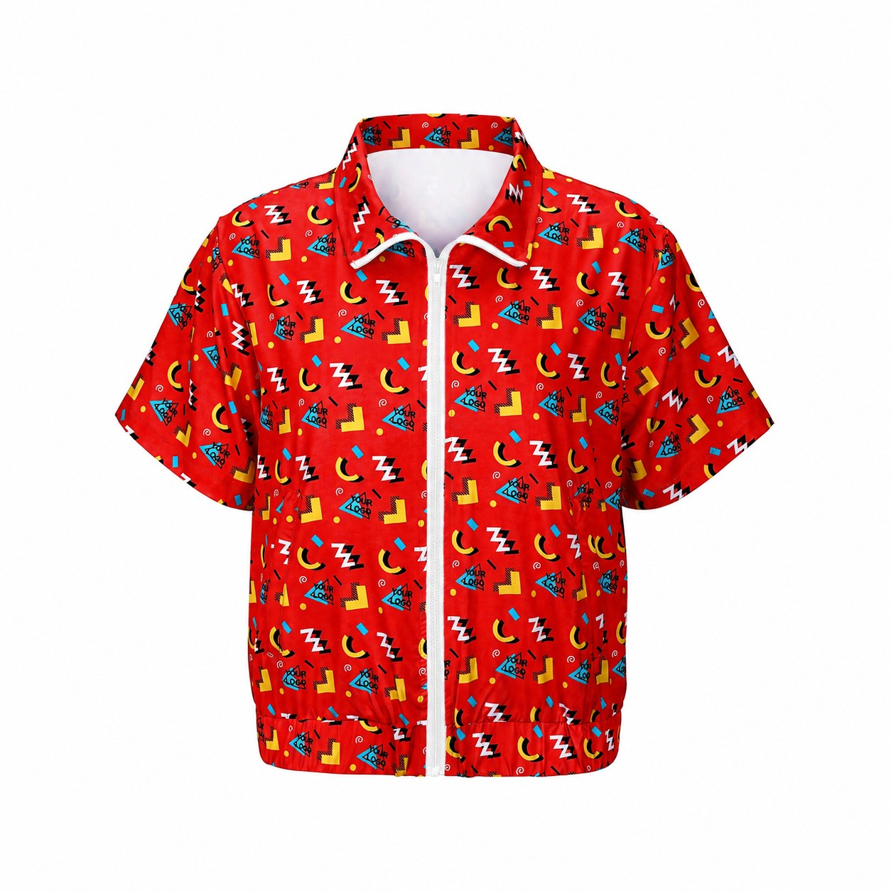 Retro Short Sleeve Zip Jacket — Red