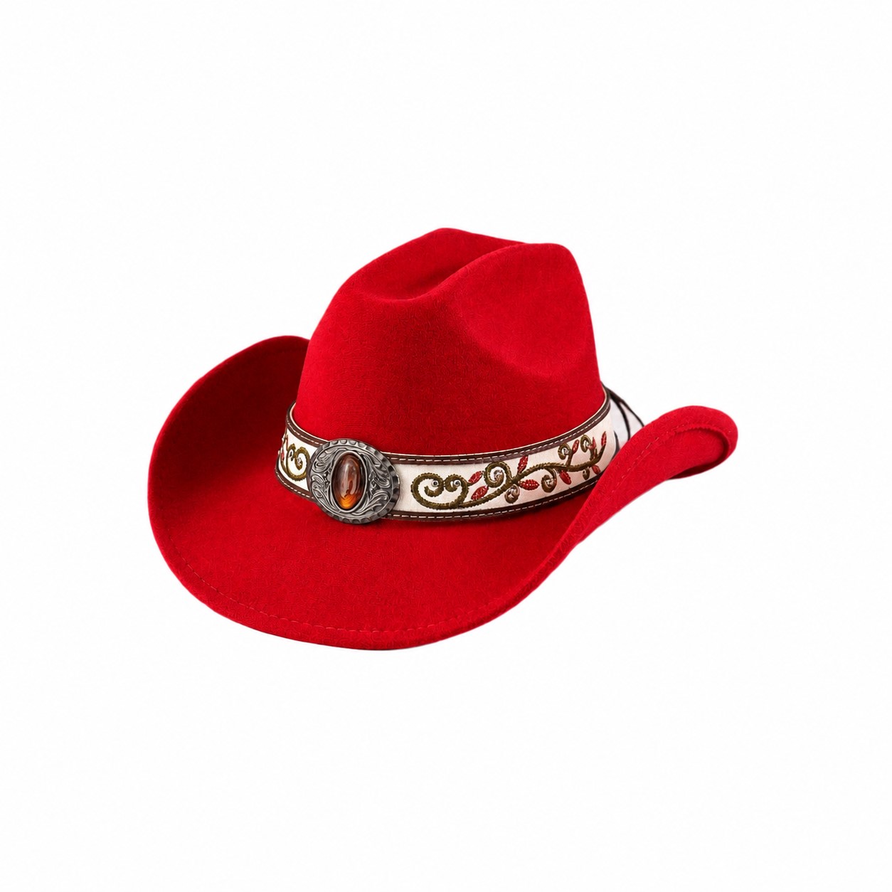 Polyester Felt Cowgirl Hat — Red