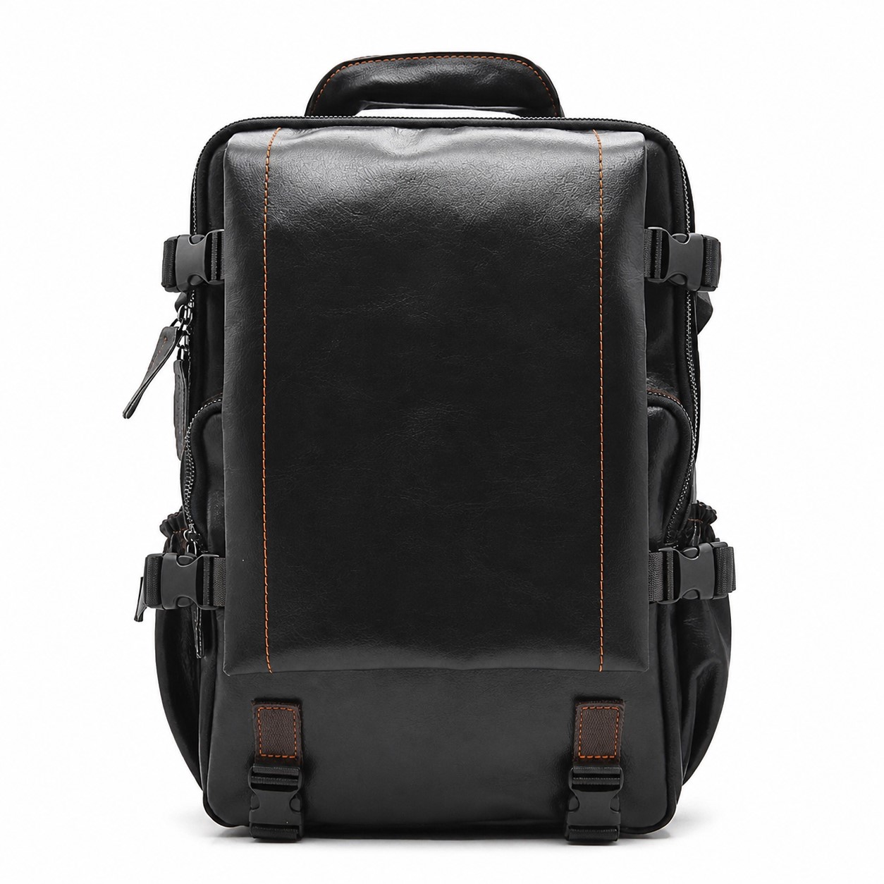 Flap Front Leather Travel Backpack — view 2