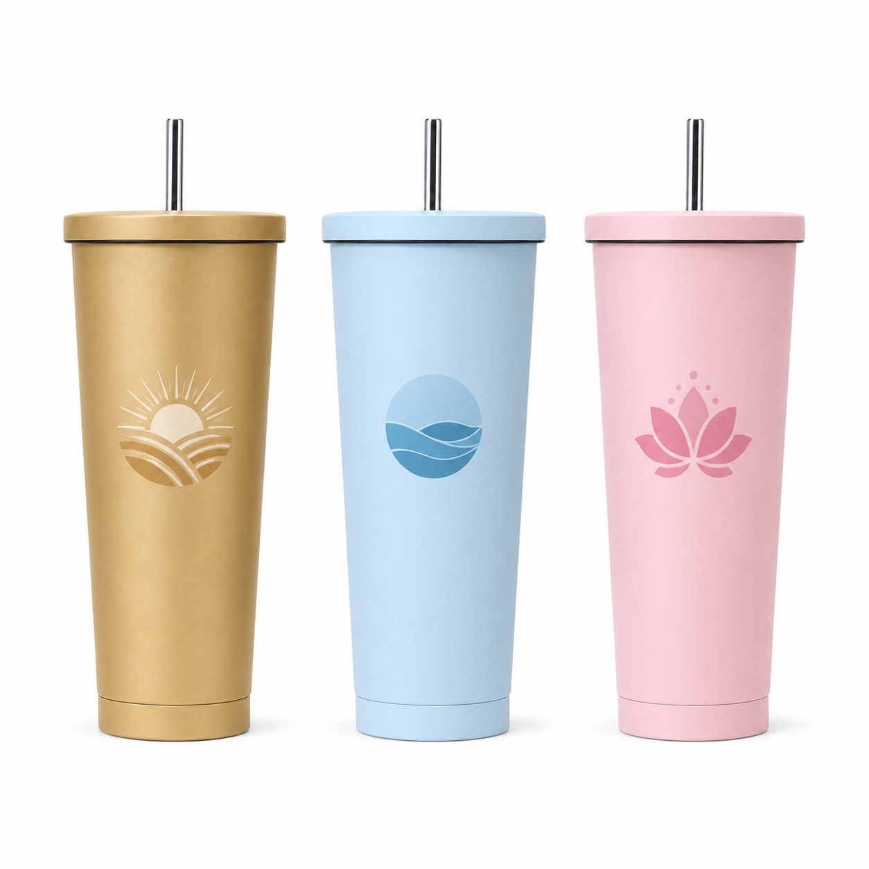 16 Oz Insulated Stainless Steel Straw Tumbler