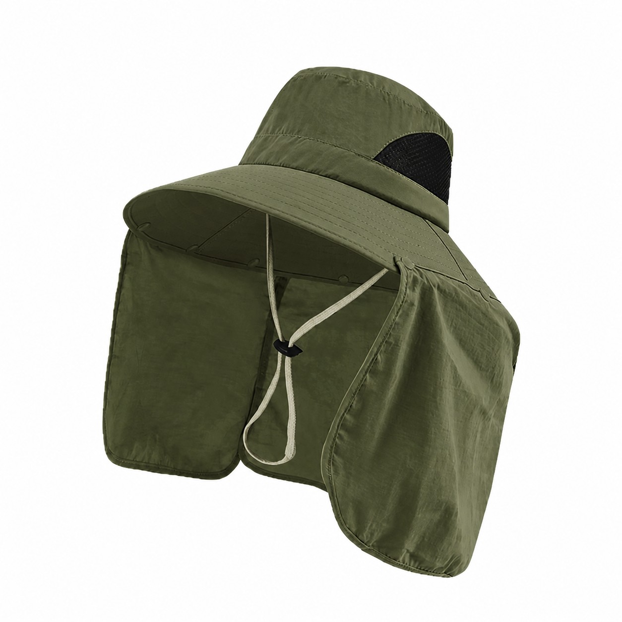 Polyester Drape Sun Hat — Army Green