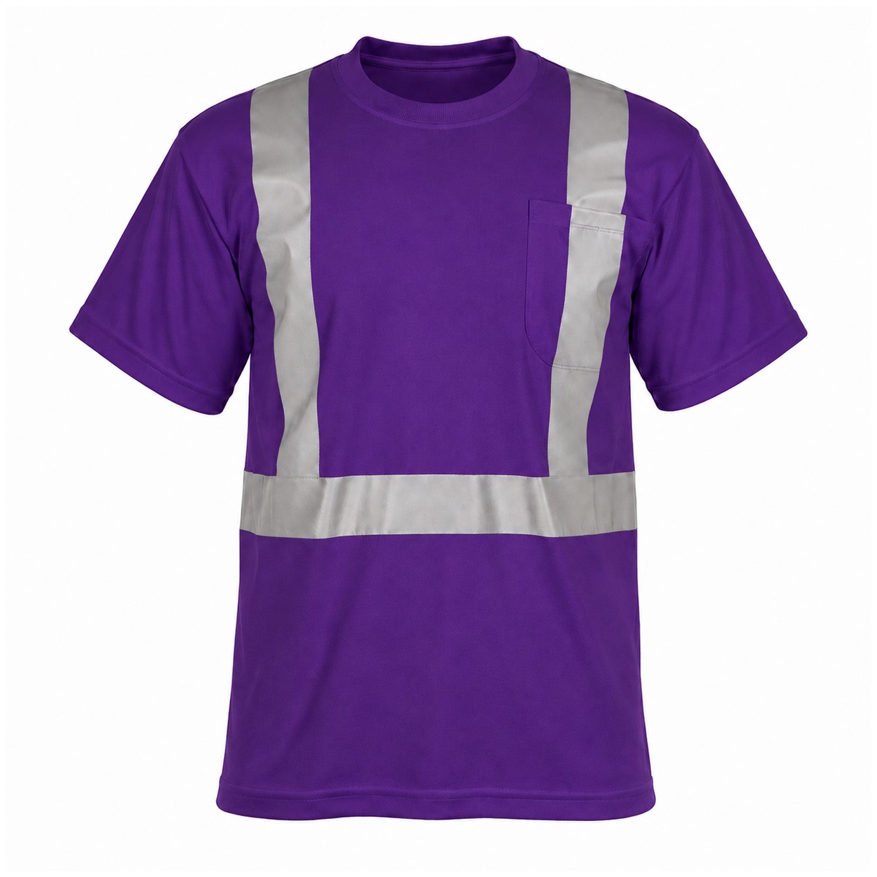 Reflective Pocket Polyester Safety Shirt — Purple