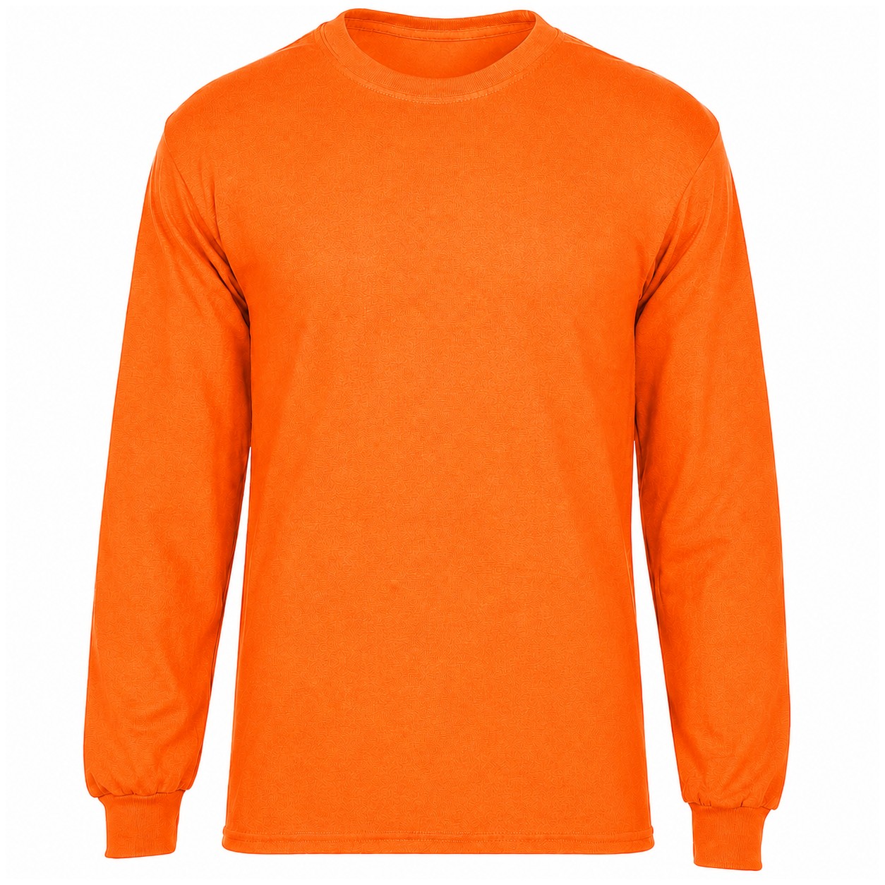 Long Sleeve Cotton Polyester Crew Shirt — Orange