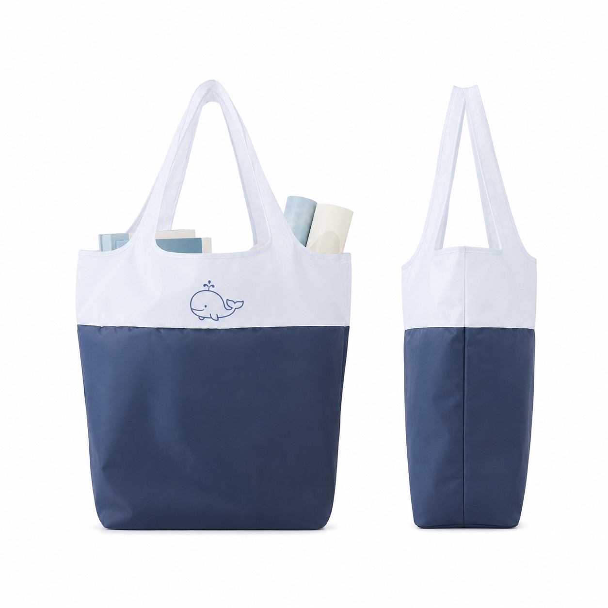Waterproof Recycled Polyester Colorblock Tote Bag
