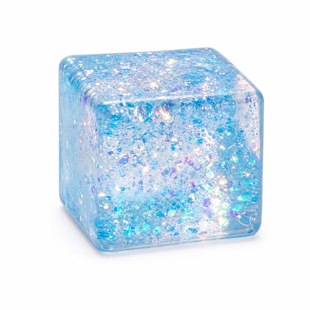 Clear Glitter TPR Cube Stress Toy — view 2