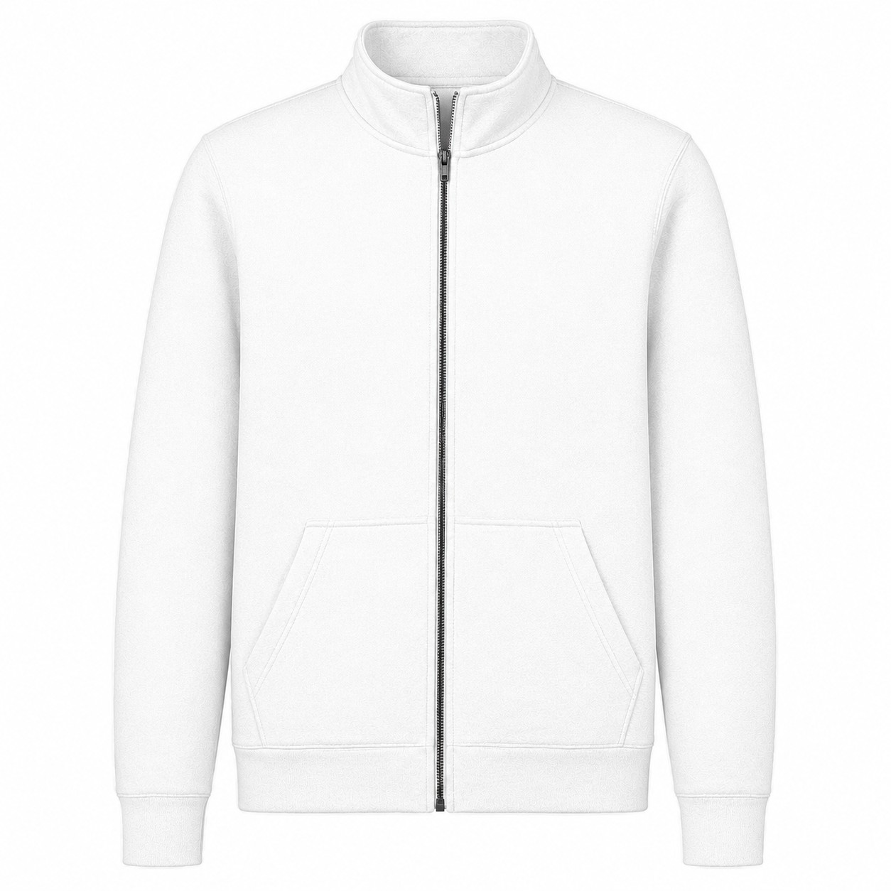 Cadet Collar Full Zip Sweatshirt — White