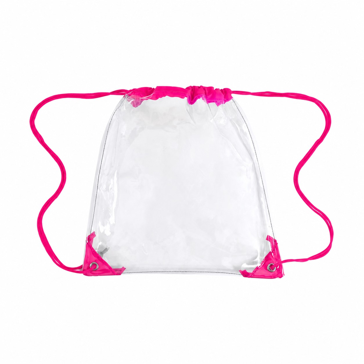 PVC And 210D Polyester Clear Drawstring Bag — Fuchsia Pink