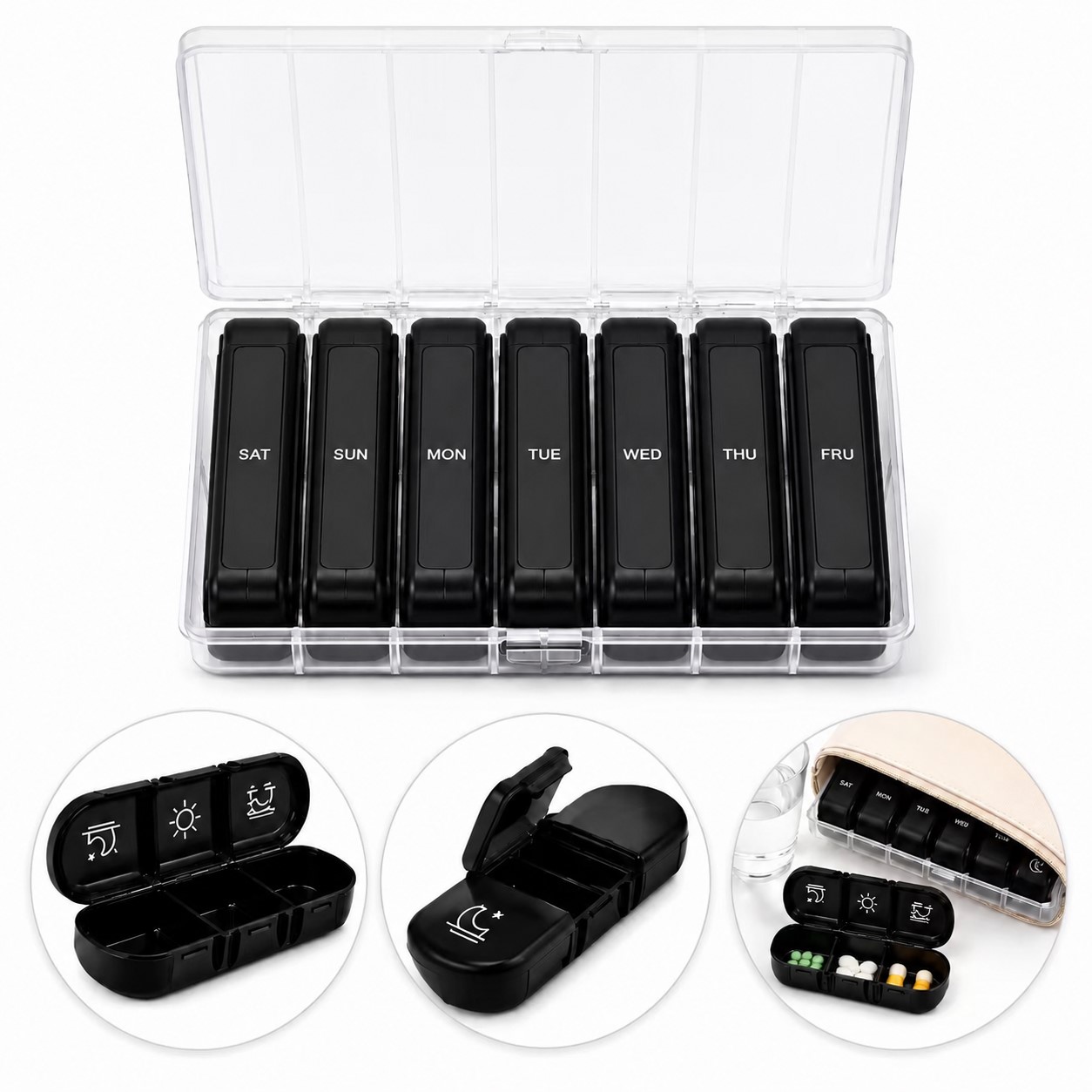 Removable Seven Day Plastic Pill Organizer