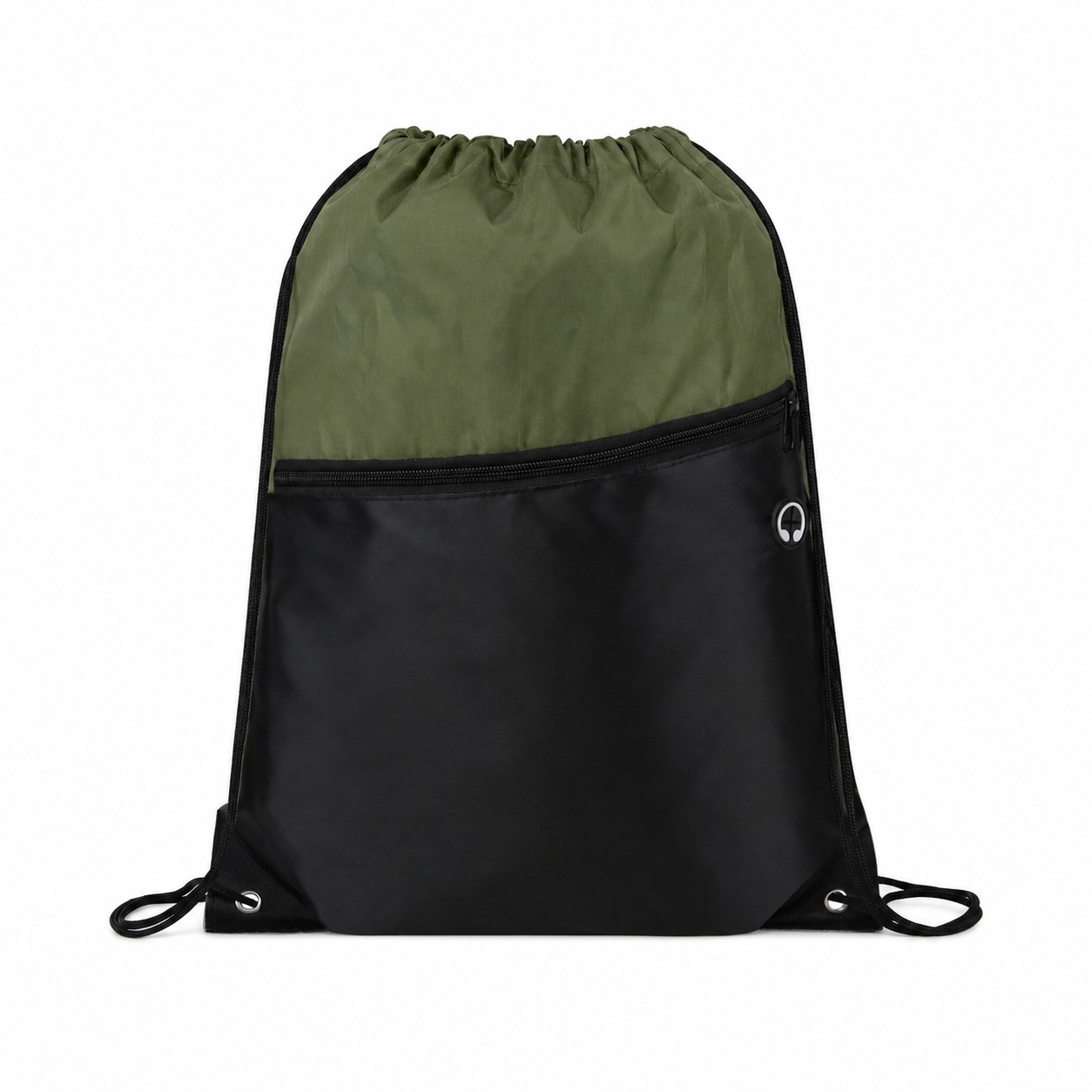 210D Polyester Metal Grommets Drawstring Bag — Army Green