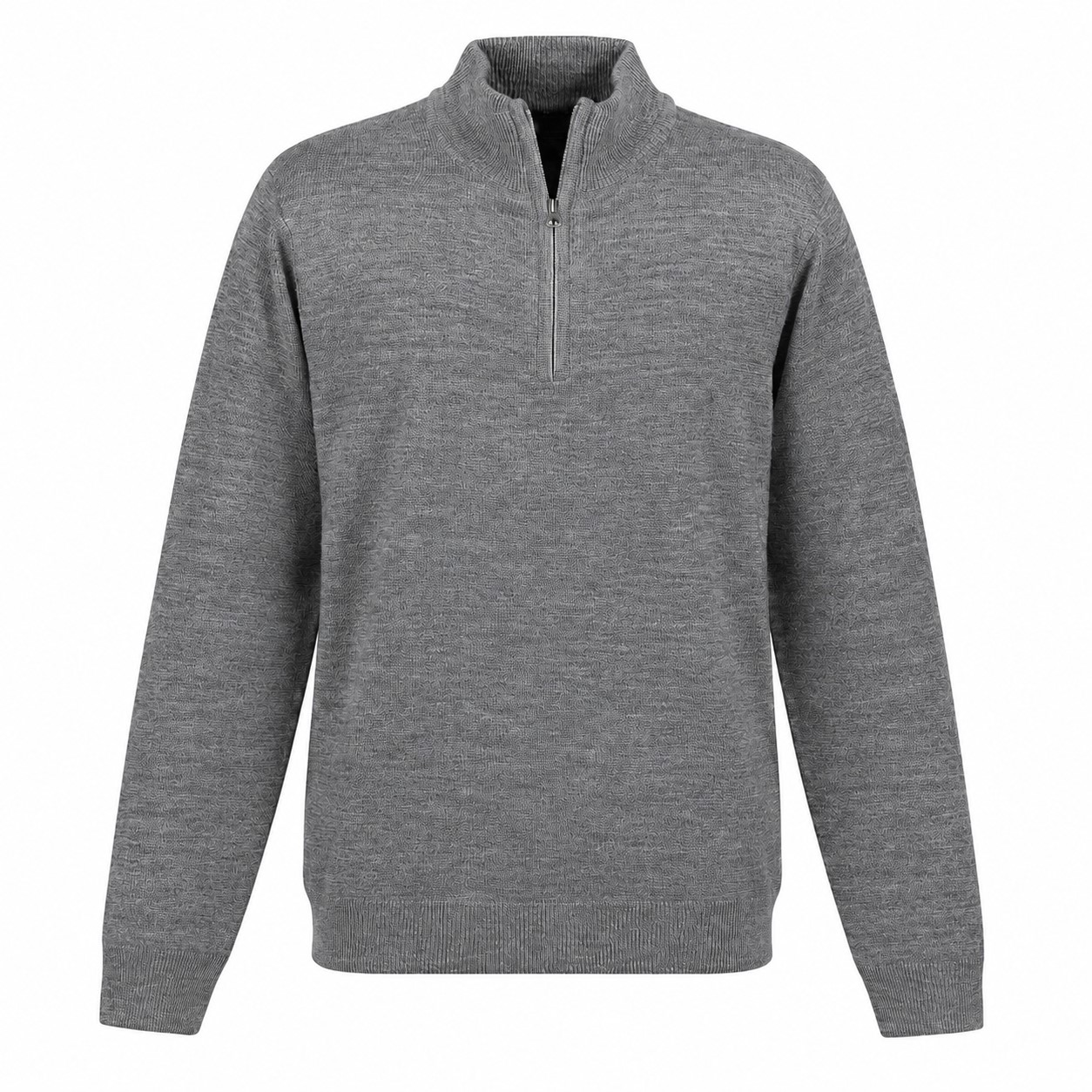 Acrylic Jersey Knit Quarter-Zip Sweater — Gray