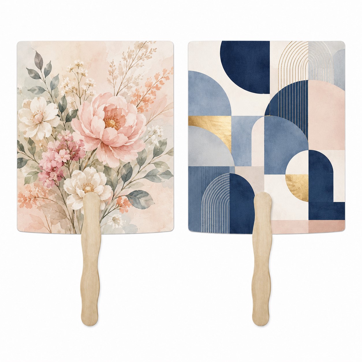 Square Two Sided Paper Hand Fan