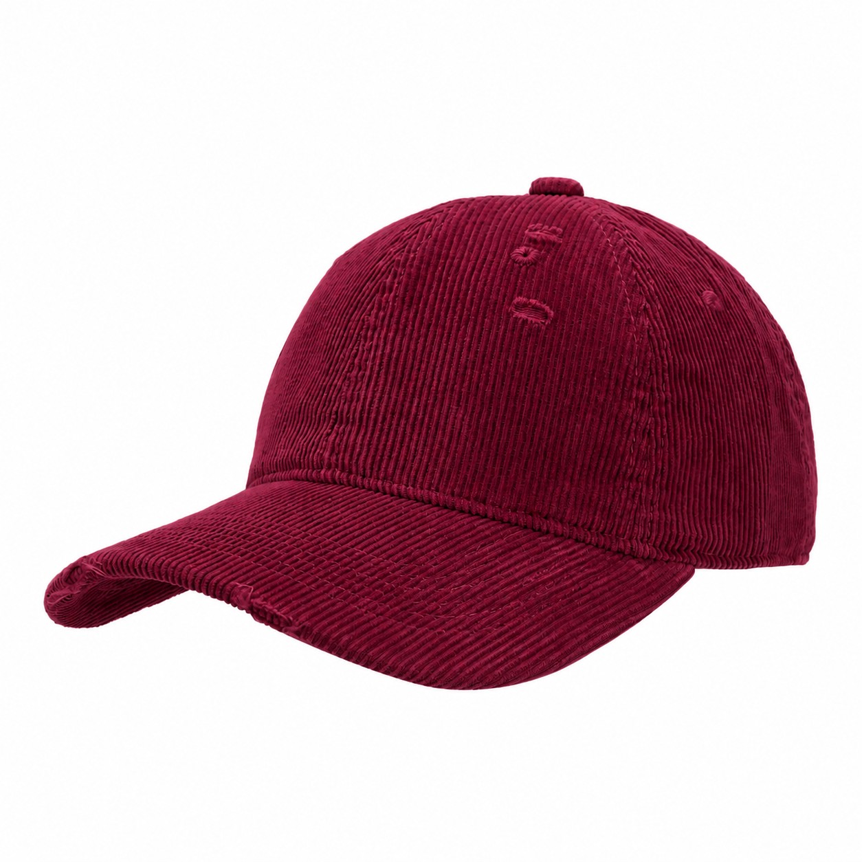 Corduroy Peaked Baseball Cap — Wine Red