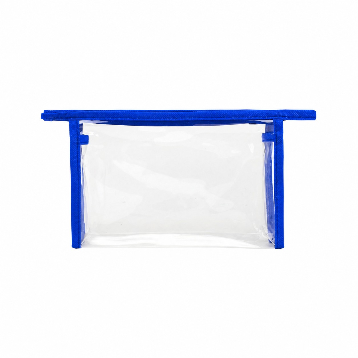 Clear PVC Carry Handle Toiletry Bag with 80GSM Non-Woven Trim — Royal Blue