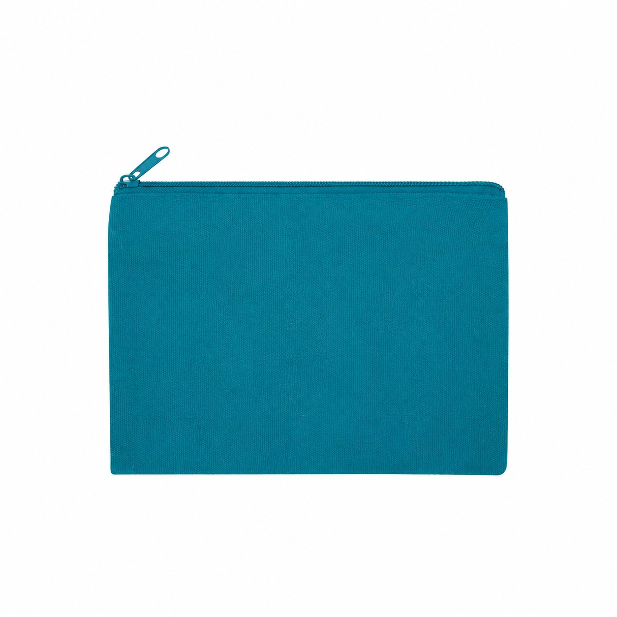 12 Oz Cotton Canvas Zipper Pouch — Teal Blue