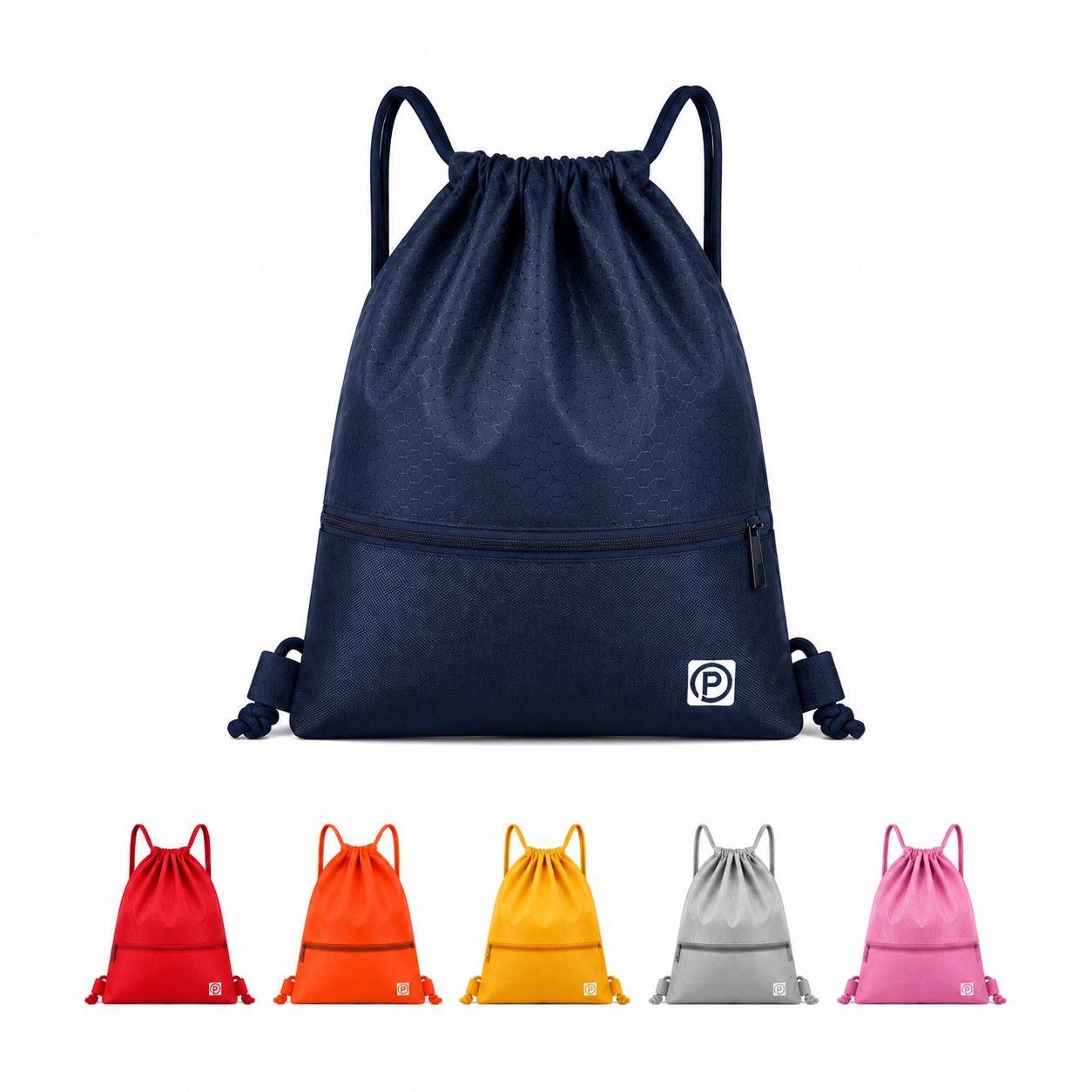 Large Nylon Zipper Pocket Cinch Backpack