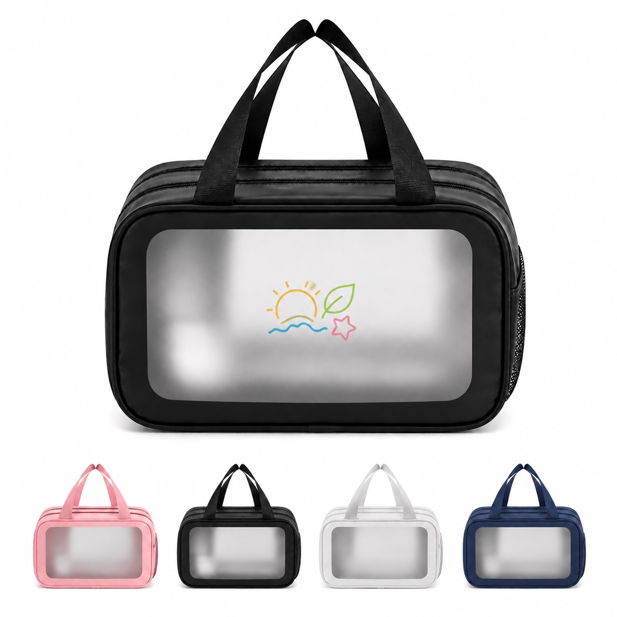 Double Compartment Frosted PVC Cosmetic Bag