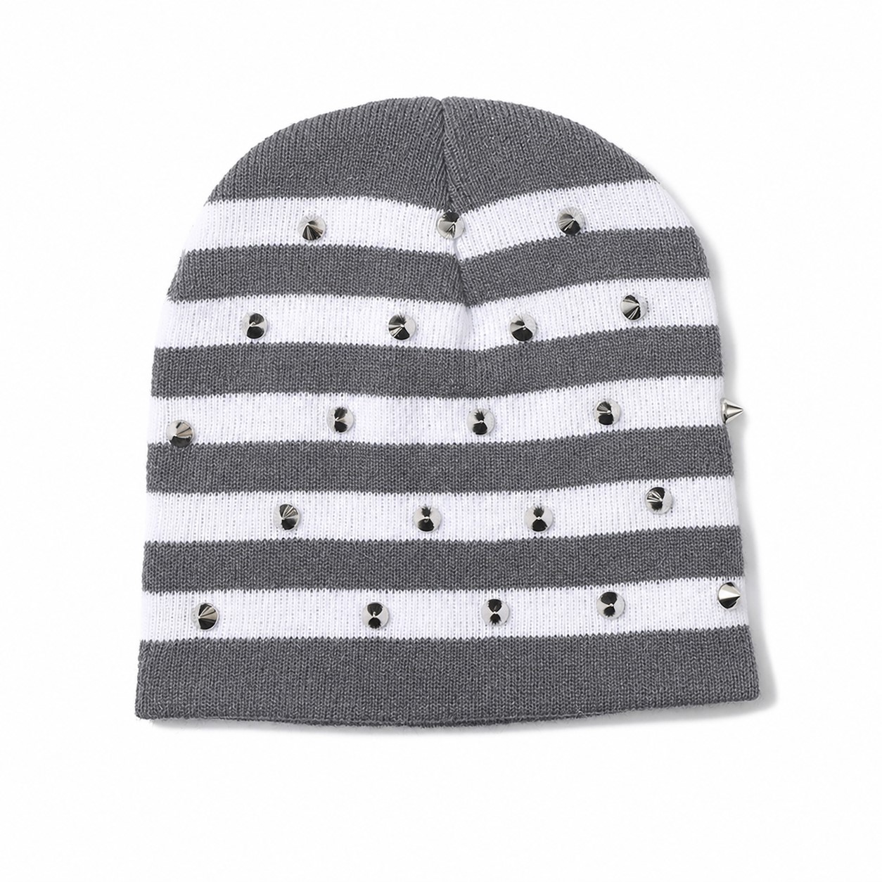 Cotton Striped Studded Beanie — view 4