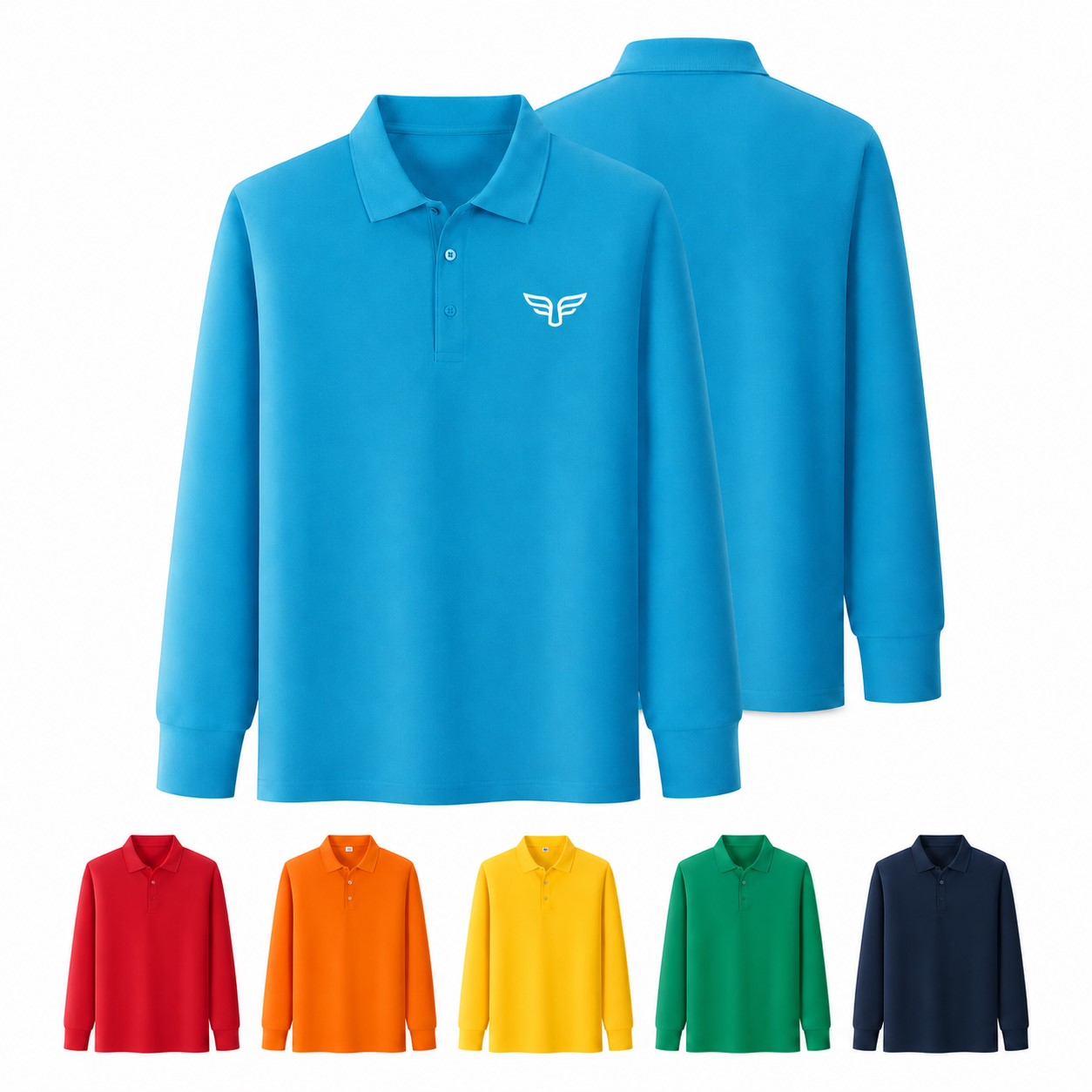 Cotton Anti Roll Collar Long Sleeve Polo