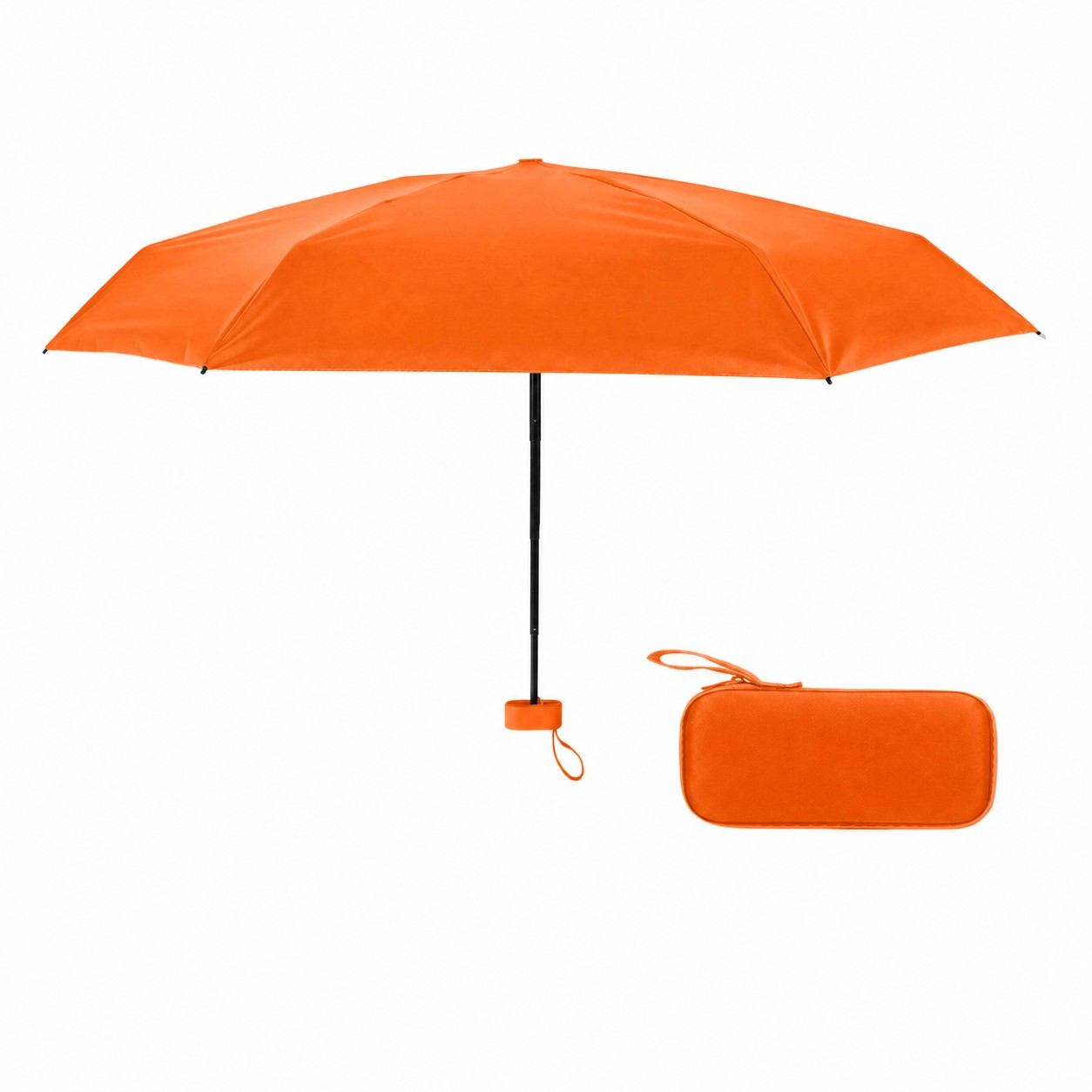 Mini Folding Umbrella With Case — Orange