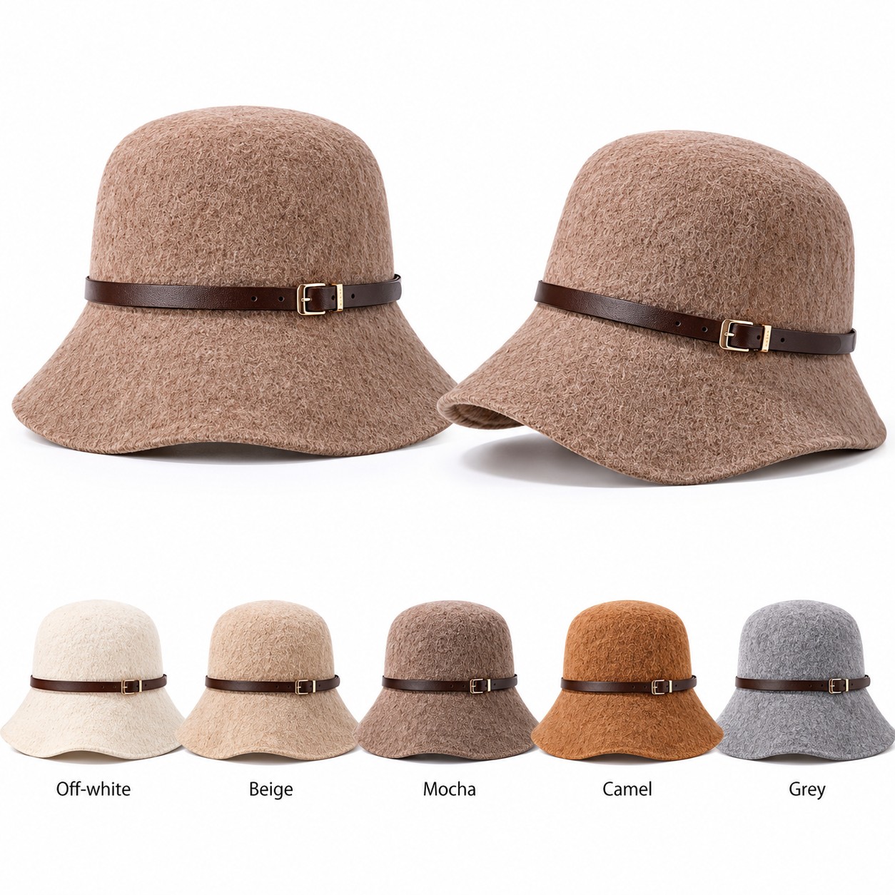 Wool Blend Belted Basin Hat