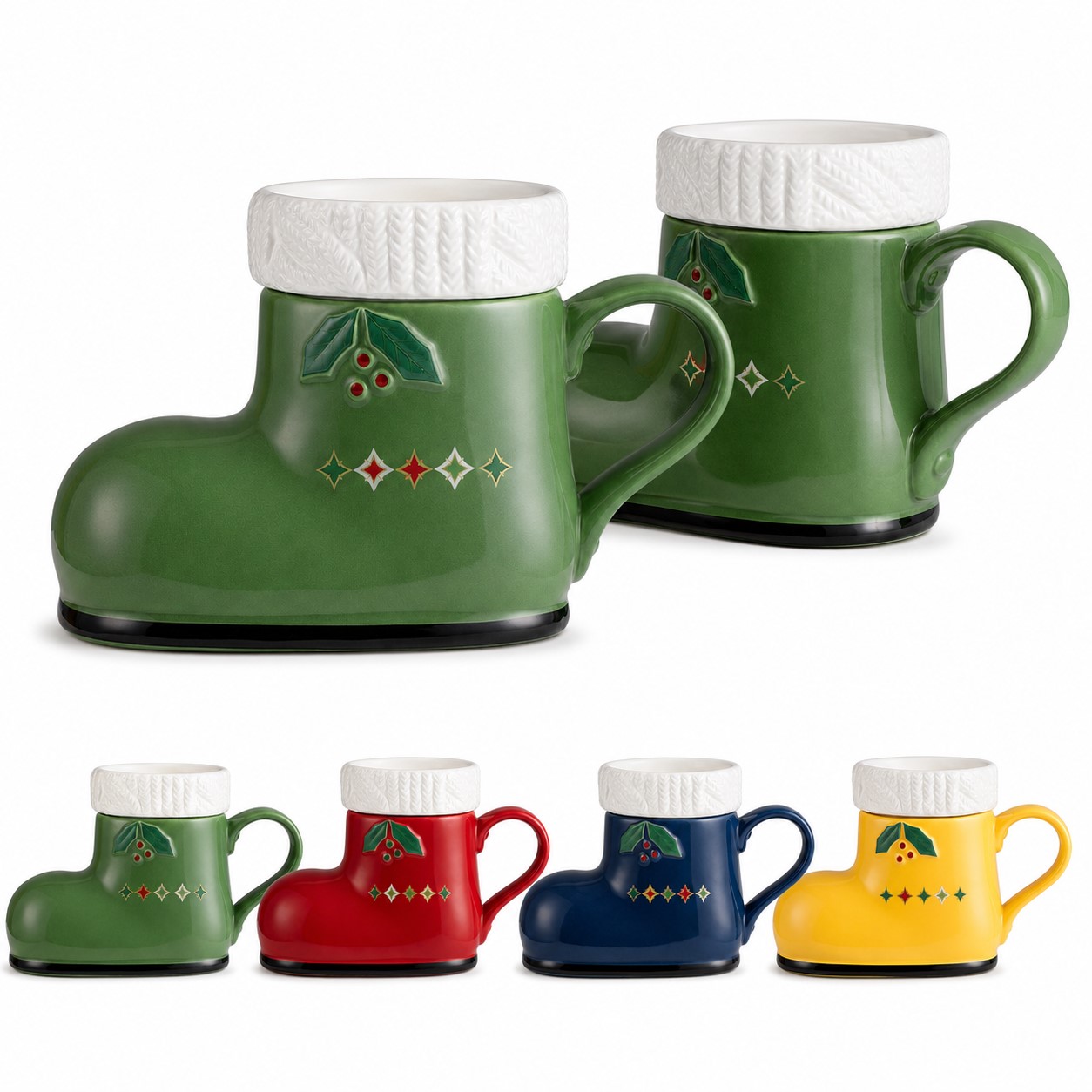 Wide Mouth Ceramic Christmas Boot Mug