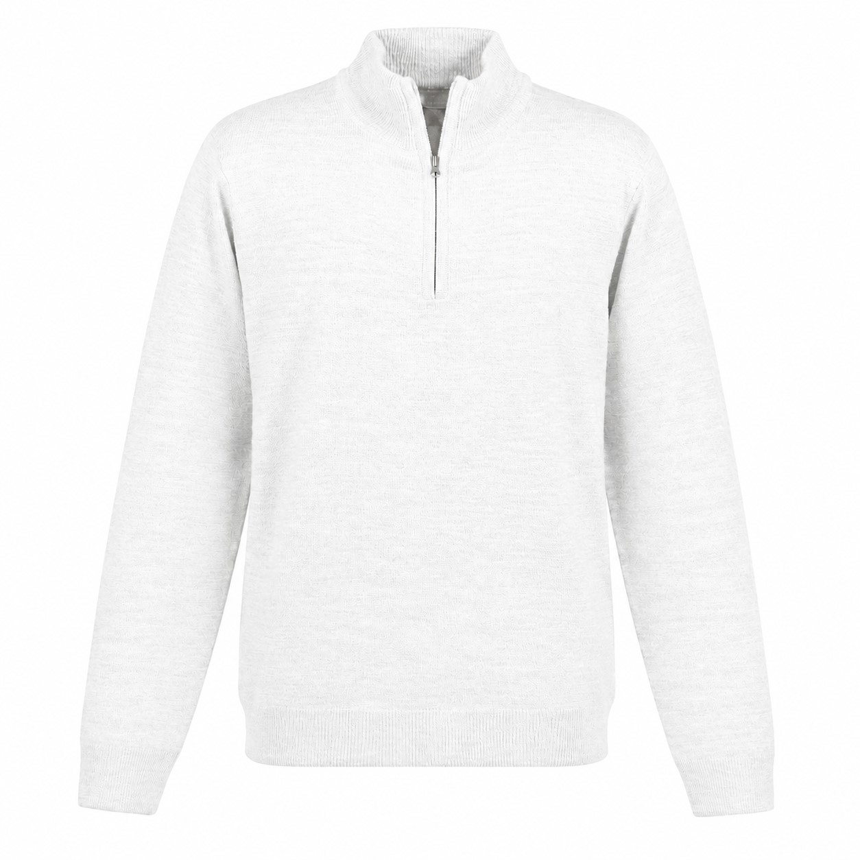 Acrylic Jersey Knit Quarter-Zip Sweater — White