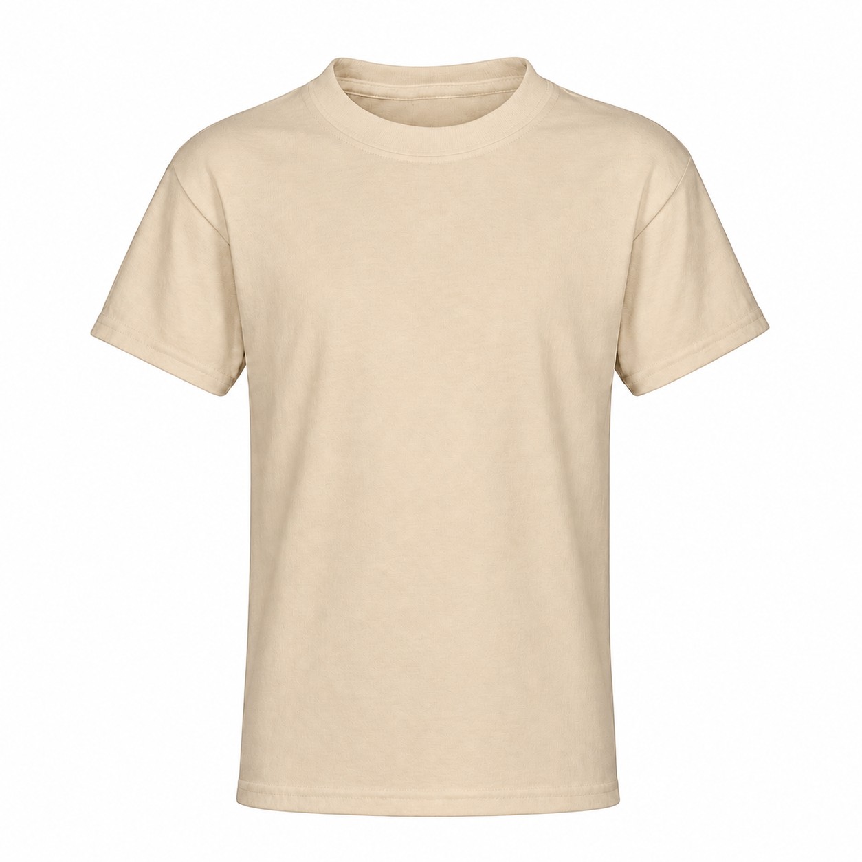 Youth Cotton Crewneck T-Shirt — Beige