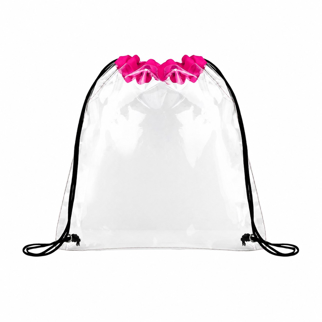 PVC Metal Grommets Drawstring Bag — Fuchsia Pink