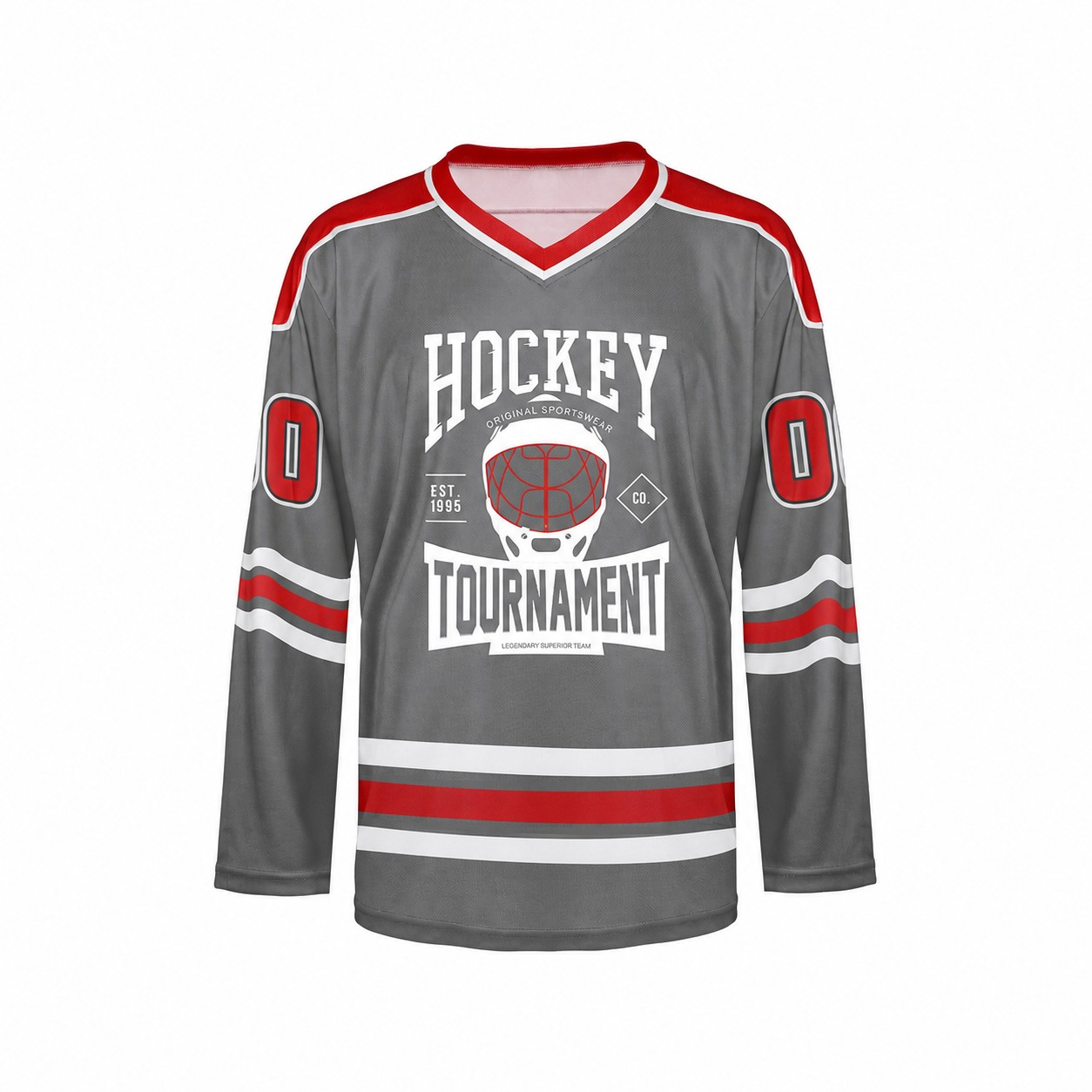 Mesh Polyester Ice Hockey Jersey — Gray