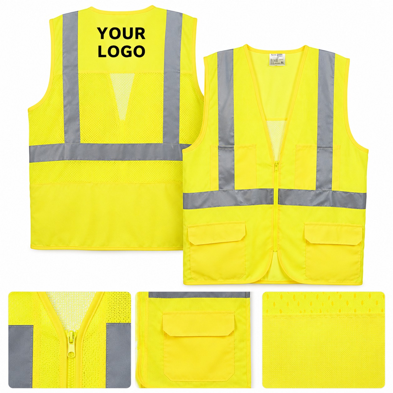 Zippered Mesh Safety Vest