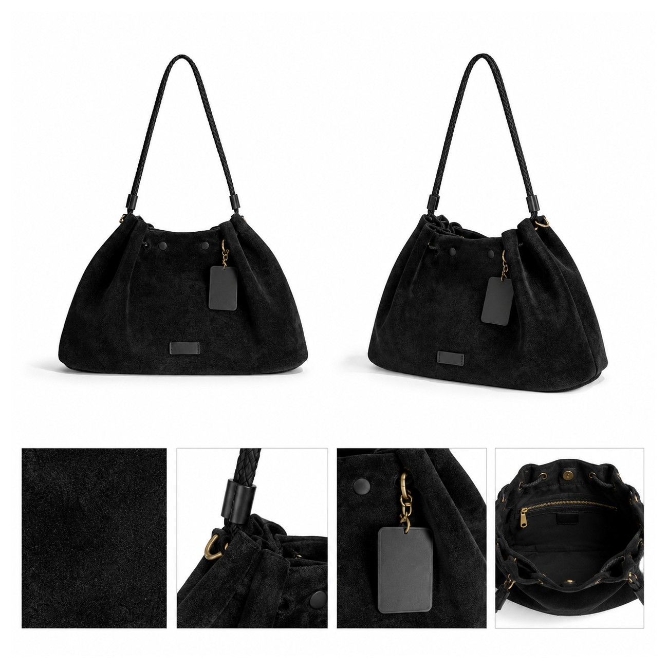 Suede Drawstring Shoulder Bag