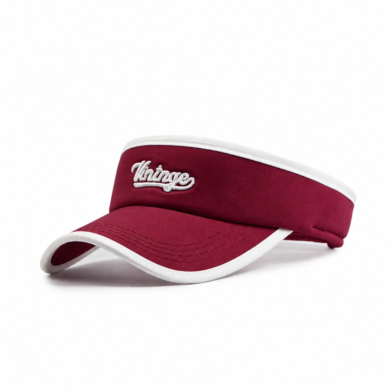 Polyester Curved Bill Visor Hat — Wine Red