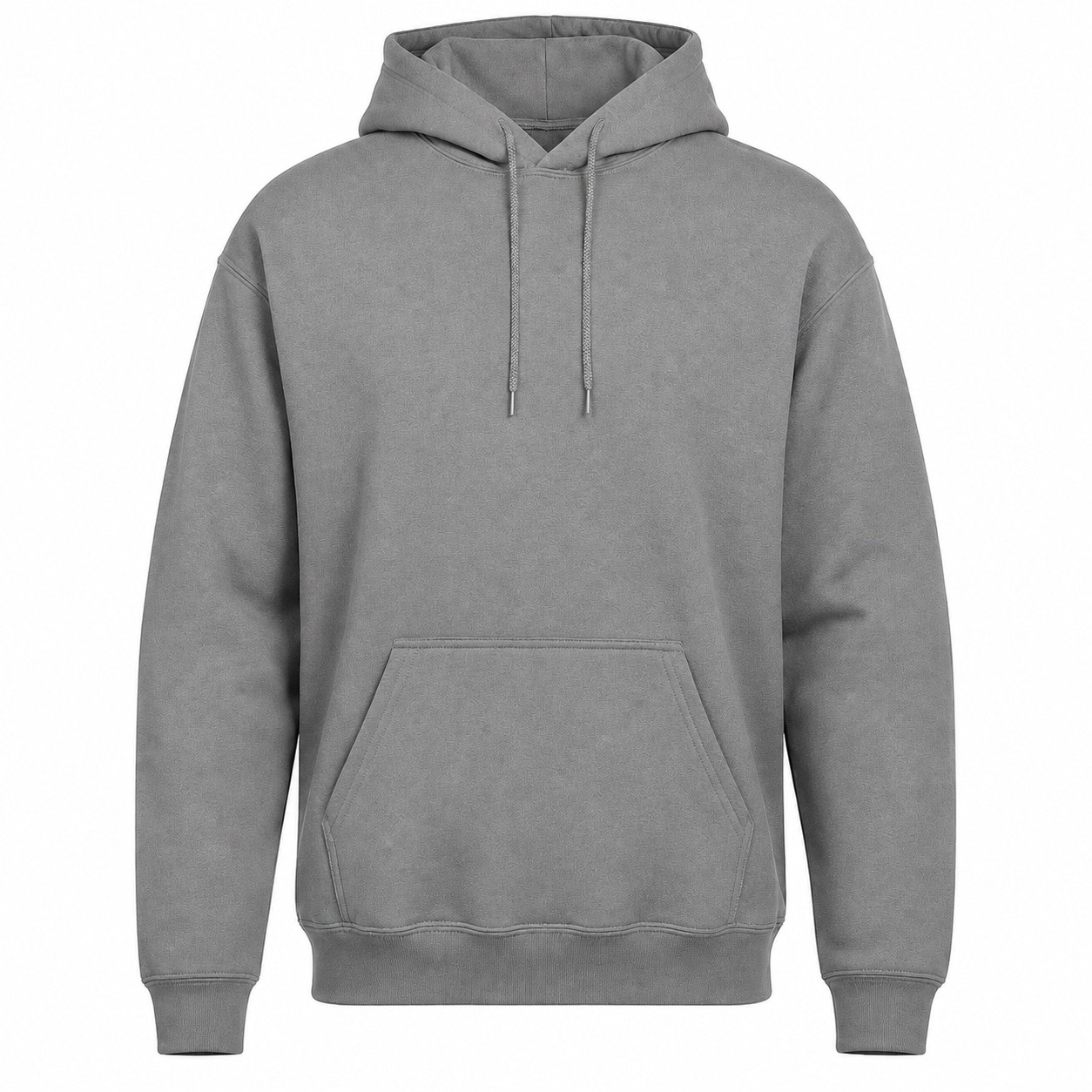 Cotton Polyester Blend Pullover Hooded Sweatshirt — Gray