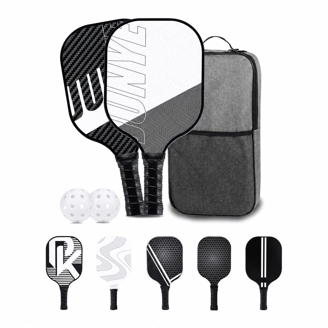 Carbon Fiber Pickleball Paddle Kit — White