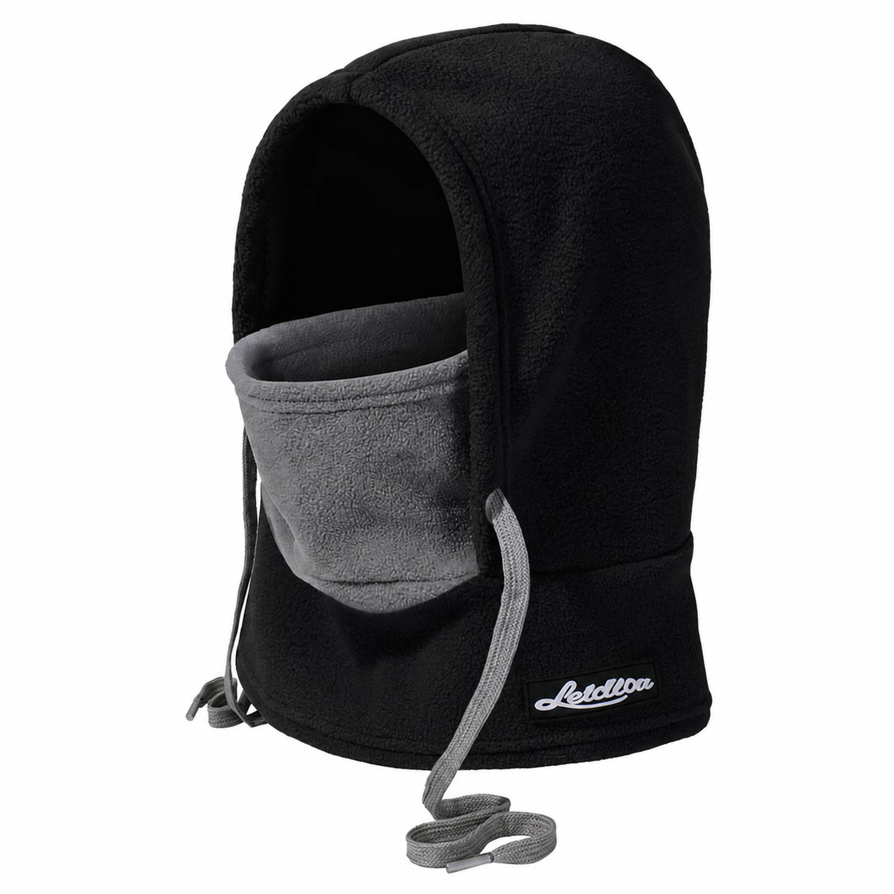 Polar Fleece Hooded Ski Mask — Black/Gray