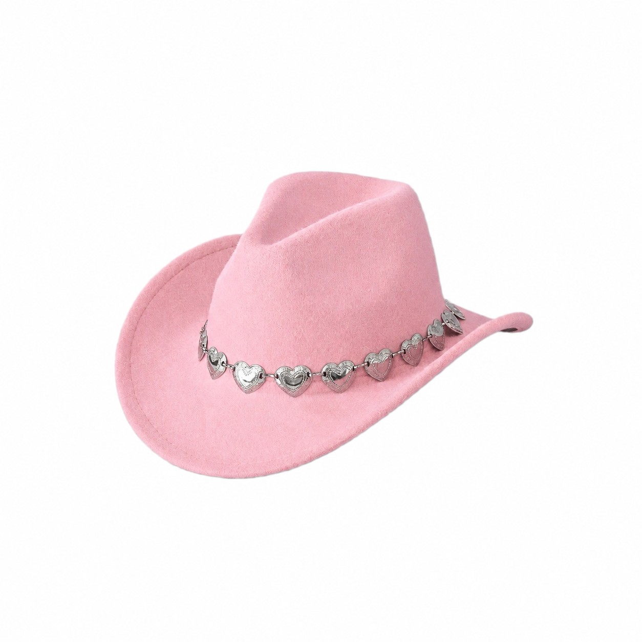 Polyester Felt Heart Cowboy Hat — Light Pink