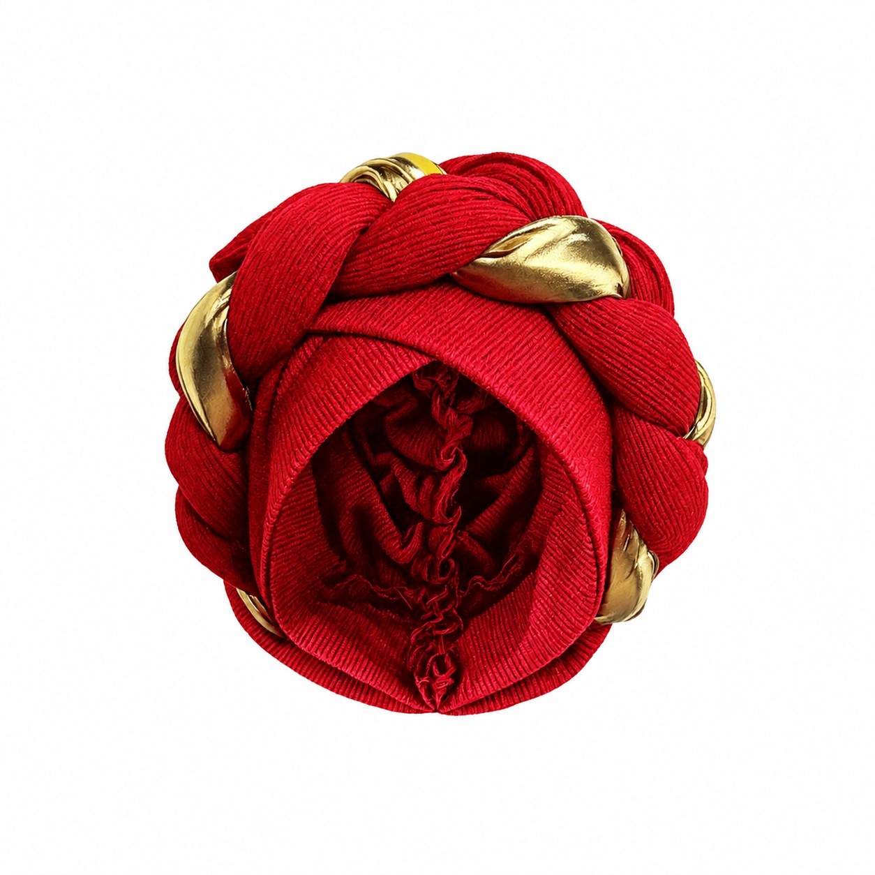 Cotton Color Block Turban Headwrap — Red