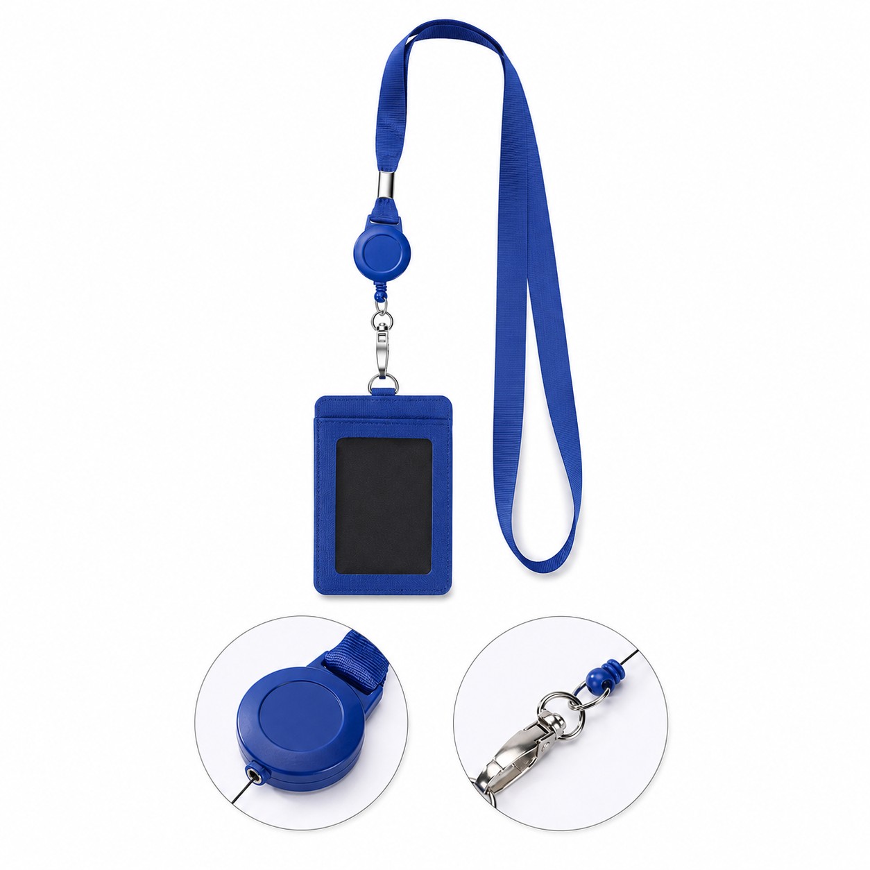 Retractable Reel PU Badge Holder Lanyard