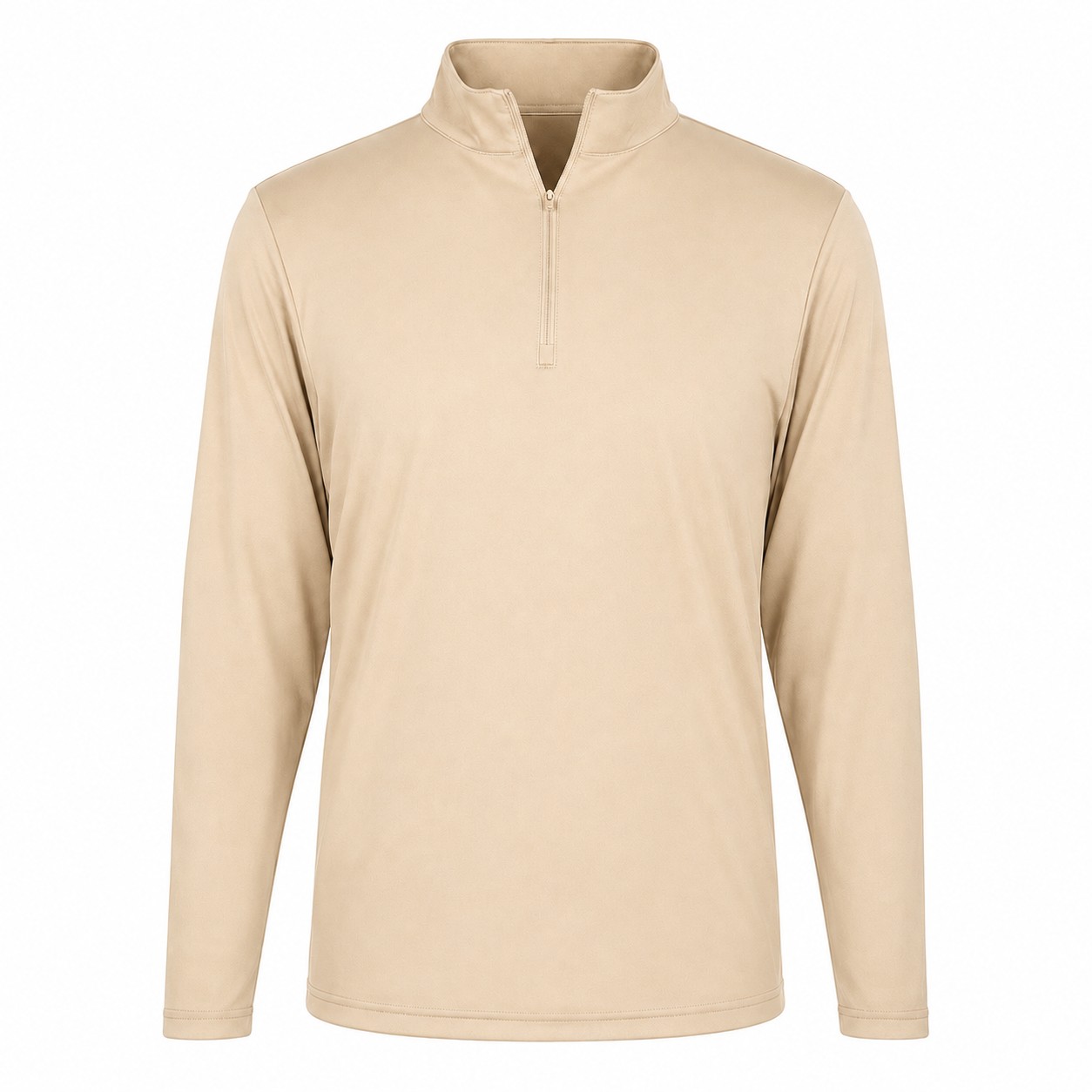 Polyester Jersey Quarter Zip Pullover — Beige