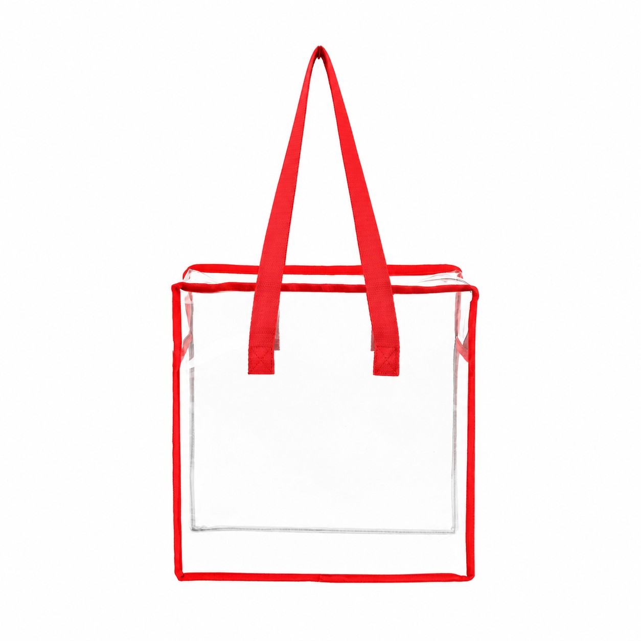 PVC And Polyester Zippered Storage Tote Bag — Red