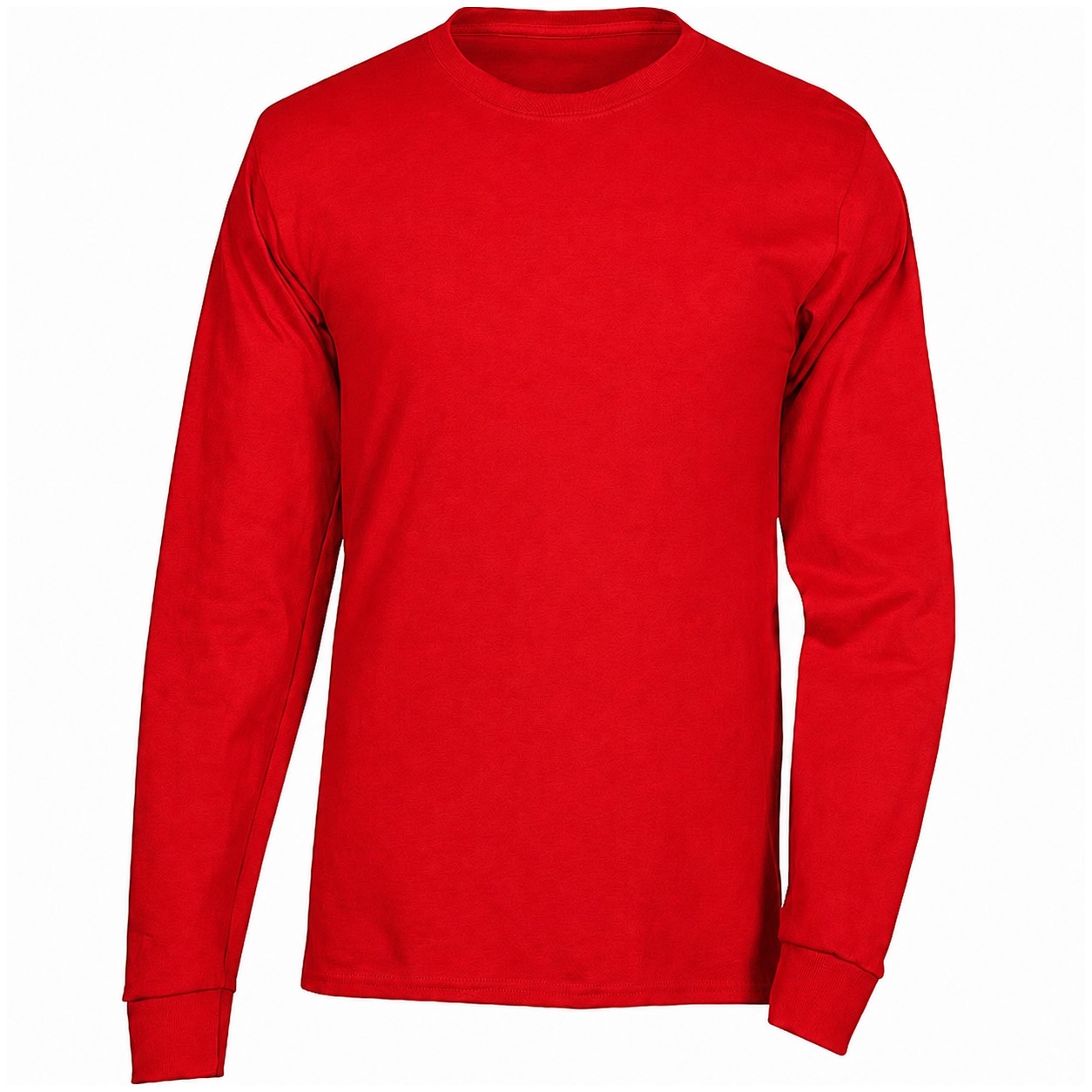 Cotton Long Sleeve Crewneck T-Shirt — Red